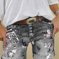 2025 Female Casual Bottoms Harajuku Vintage Streetwear Summer New Buttons Women Denim Shorts Washed Flower Print Jeans