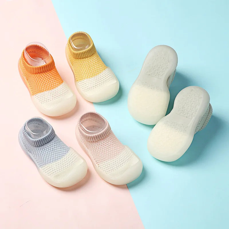 Baby Socks Shoes Kids Toddler First Walkers Soft Non-Slip Sole Knit Breathable Rubber Floor Shoes for Boys & Girls