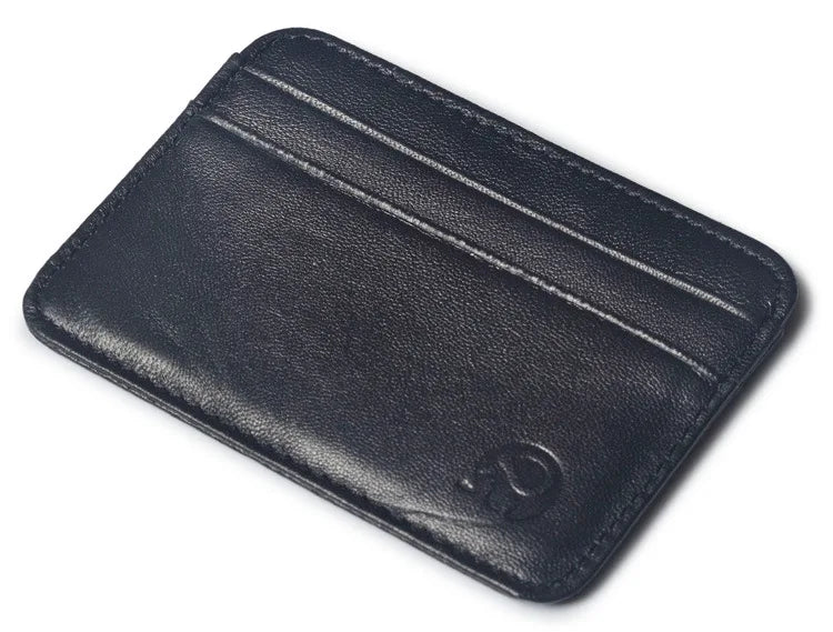Fashion 100% Genuine Leather Thin Bank Credit Card Case Mini Card Wallet Men Bus Card Holder Cash Change Pack Business ID Pocket