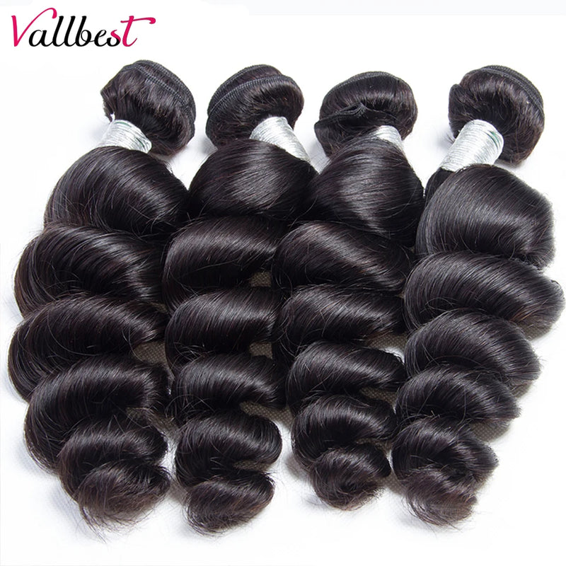 Vallbest Loose Wave Bundles With Closure Human Hair 3 Bundles With Lace Closure Brazilian Hair Weave Bundles Remy Hair Extension
