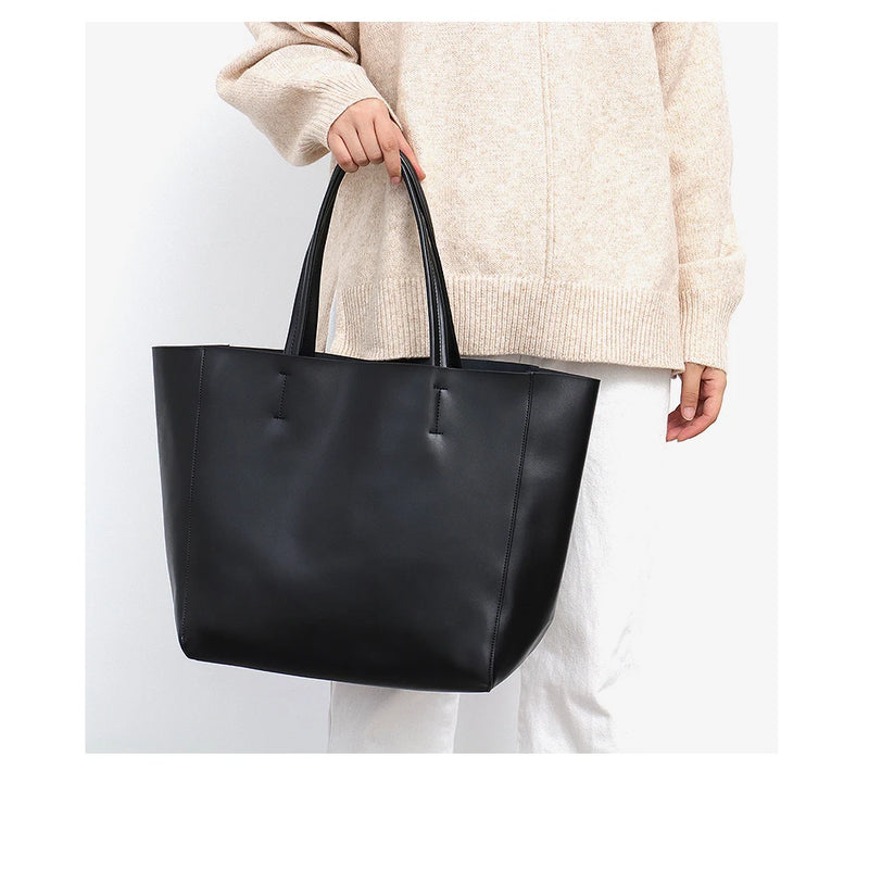 SC Luxury Brand Cow Leather Tote Bags Designer Cowhide Handbags Women Shoulder Bags Fashion Female Large Capacity Liner Bag