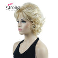 StrongBeauty Short Wig Soft Tousled Curls Blonde Highlights Full Synthetic Wigs COLOUR CHOICES