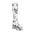 Colorful Floral Ultra-High Thick Heel Women's Knee-Length Boot Square-Toe Waterproof Platform Tapered Print Breathable Long Boot