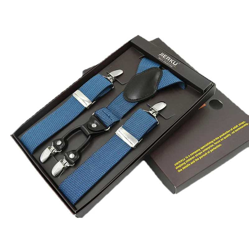 Man Suspenders Fashion Braces Adjustable 4 Clips Leather Belt Strap Tirante Trousers Suspensorio Father - Visuel 8 | SAMAG