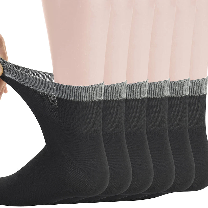 Men's Bamboo Diabetic Ankle Socks with Seamless Toe and Non-Binding Top,6 Pairs L Size(10-13)