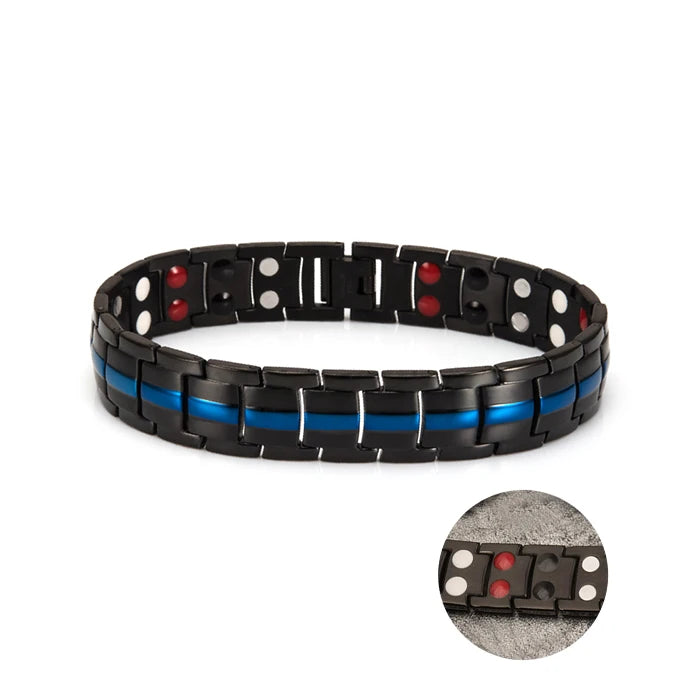 Black Bracelet Men Hand Chain Waterproof Health Germanium Magnetic Therapy Bracelet Male Benefits Stainless Steel Bracelets Mens