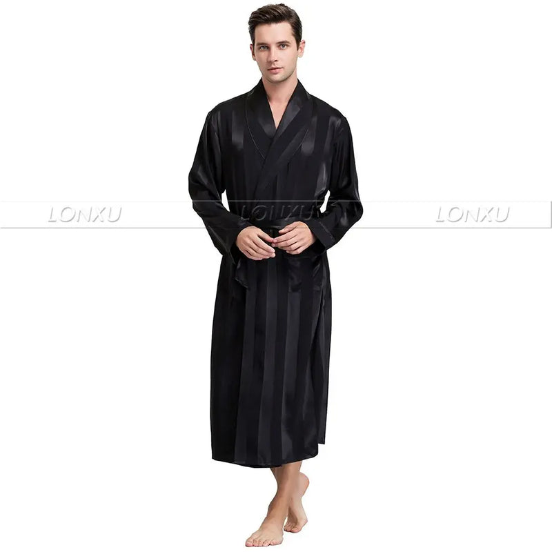 Mens Silk Satin Pajamas Sleepwear Robe Robes Bathrobe Nightgown S~3XL__For XMAS Gifts