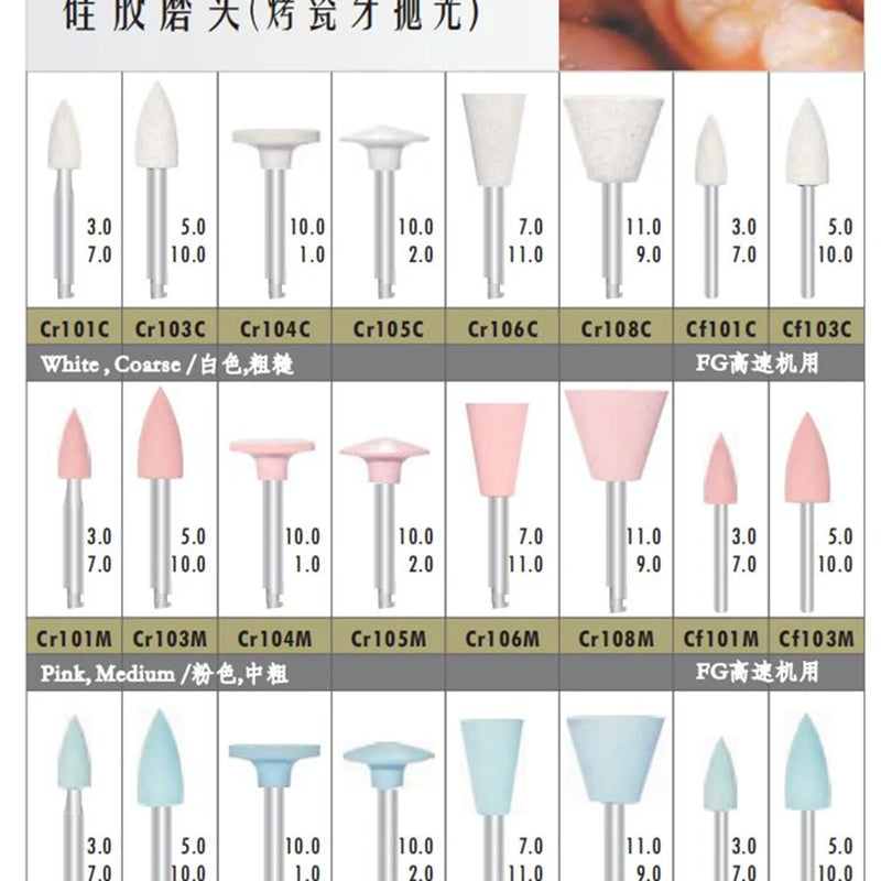 Dental Silicone Grinding Head Amalgam/Metal Polisher For Low-Speed Handpiece Contra angle Composite Teeth Polishing RA Stone