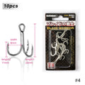 Hunthouse Treble Fishing Hook With Spoon 4# 6# 8# For Hard Lure 3X Strong 4pcs/lot Hight Carbon Steel Accessories