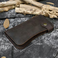 Men's Vintage Crazy Horse Leather Chain Wallet Genuine Leather Bifold Long Wallet Snap Card Holder Purse Zipper Coin Rfid Pocket
