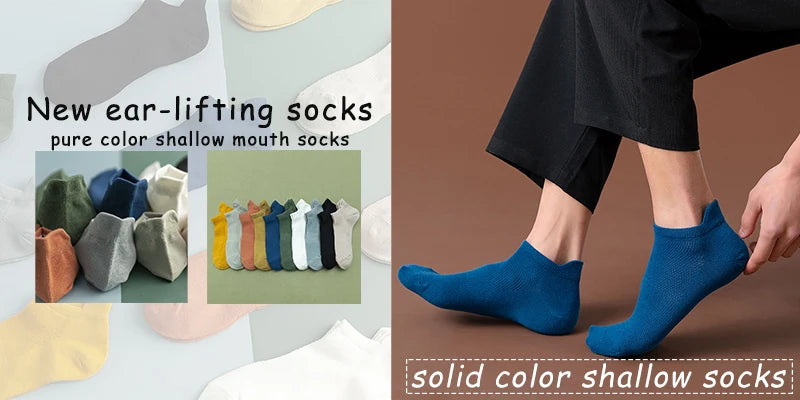 6 Pairs Breathable Men's Socks Short Ankle Elastic Solid Color Mesh High Quality Business Unisex Sokken Plus Size EU38-47