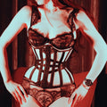 Annzley Summer Underbust Corset Ultra-thin Sexy Corset Waist Slimming Corset Red And Black Stripe Mesh Corset Bustier 2020