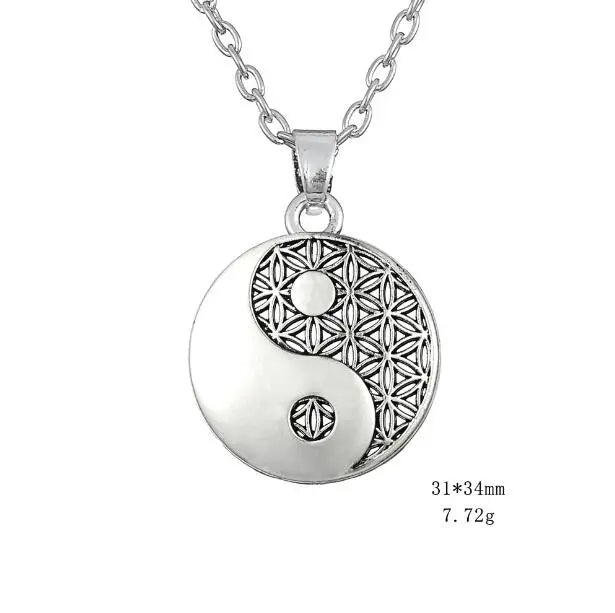 My Shape Flower of Life Mandala Necklace for Women Pendant Sacred Geometry Aesthetic Choker Fashion Jewelry Gifts Link Chain