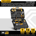 DEKO DKMT128/DKMT196 Home DIY Tool Set Auto Repair Combination Package Hand Tool Kit with Plastic Tool box, Screwdriver, Hammer