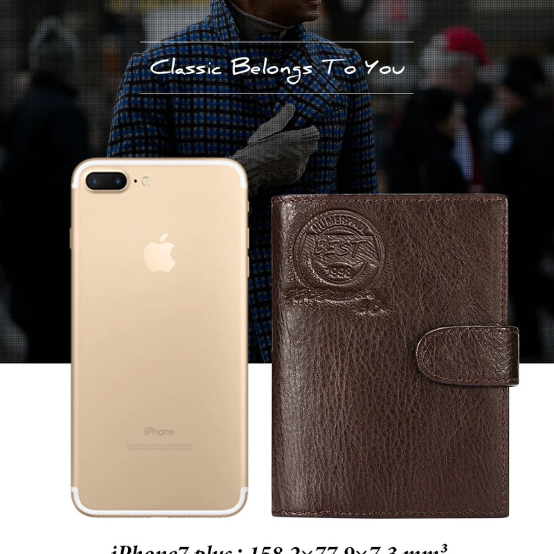 KAVIS Genuine Leather Wallet Men Passport Holder Coin Purse Magic Walet PORTFOLIO MAN Portomonee Mini Vallet Passport Cover