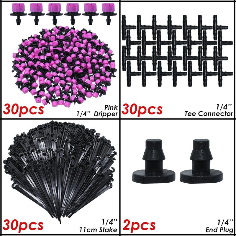 KESLA Garden Drip Irrigation Kit for 4/7mm 1/4'' Hose Automatic Watering Sprinkler Dripper Tee Connector Misting Cooling System