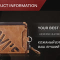 KAVIS Crazy Horse Genuine Leather Wallet Men Coin Purse Male Cuzdan Walet Portomonee PORTFOLIO  Perse Small Pocket money bag