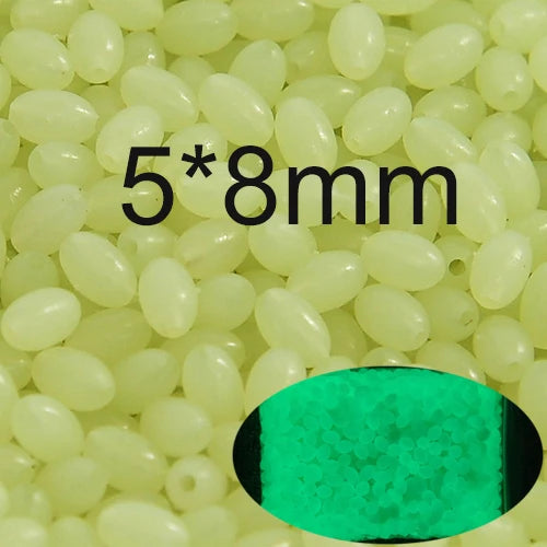 INFOF 100-500pcs/lot Soft Egg Beads Fishing Stop Luminous Oval Rubber Stopper Night Fly Fishing Accessories pesca