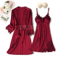 Pajama Set Women Lace Trim Satin Sleepwear Pyjamas | SAMAG