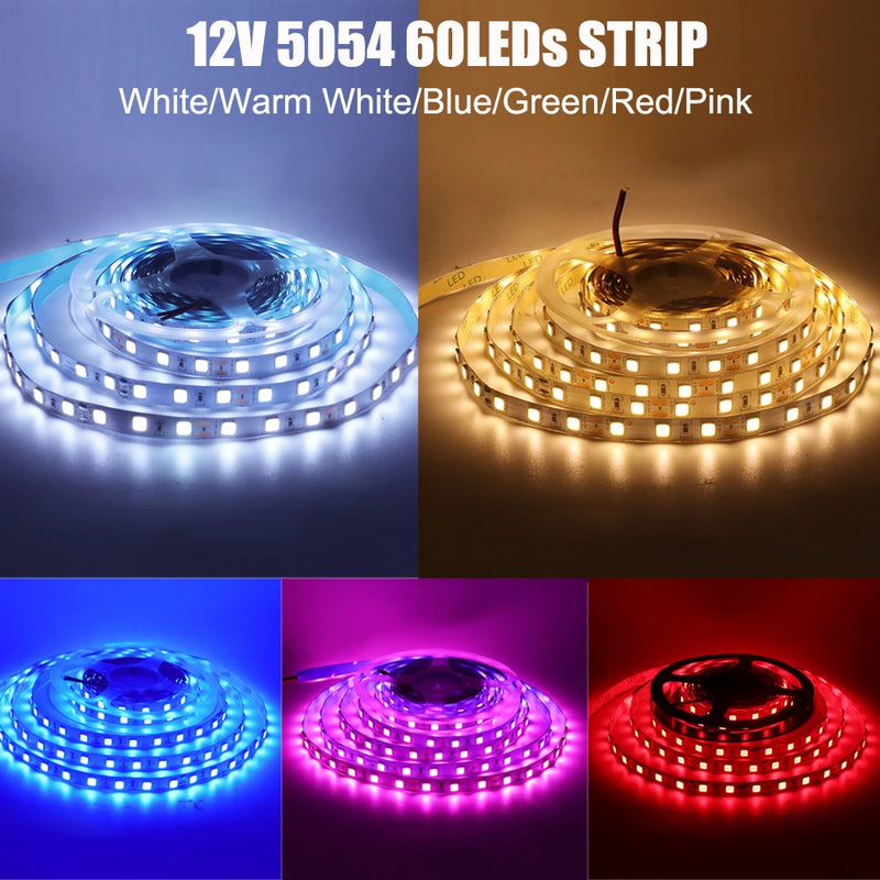 LED Strip Light 12V 24V 2835 5050 5054 5M RGB White Pink Red Blue Flexible LED Tape Ribblon 120LED 60LED 480LED Waterproof Decor