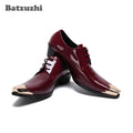 Batzuzhi Formal Business Leather Shoes Men Leather Men's Dress Shoes Iron Toe Lace-up Zapatos Hombre Party and Wedding, US12