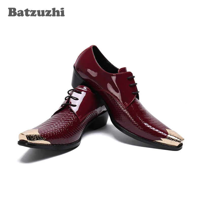 Batzuzhi Formal Business Leather Shoes Men Leather Men's Dress Shoes Iron Toe Lace-up Zapatos Hombre Party and Wedding, US12