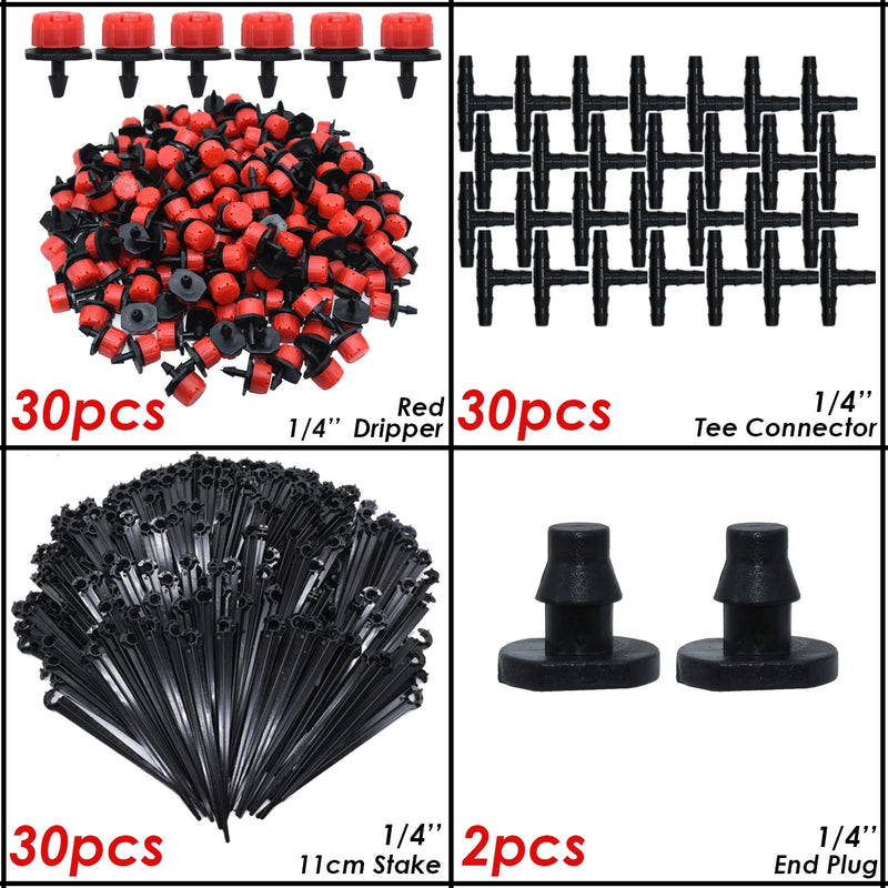 KESLA Garden Drip Irrigation Kit for 4/7mm 1/4'' Hose Automatic Watering Sprinkler Dripper Tee Connector Misting Cooling System