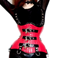 Annzley Red And Black Leather Corset With Lock Underbust Korsett For Waist Slimming Men Corset Tight Lacing Corsette 24 Pieces