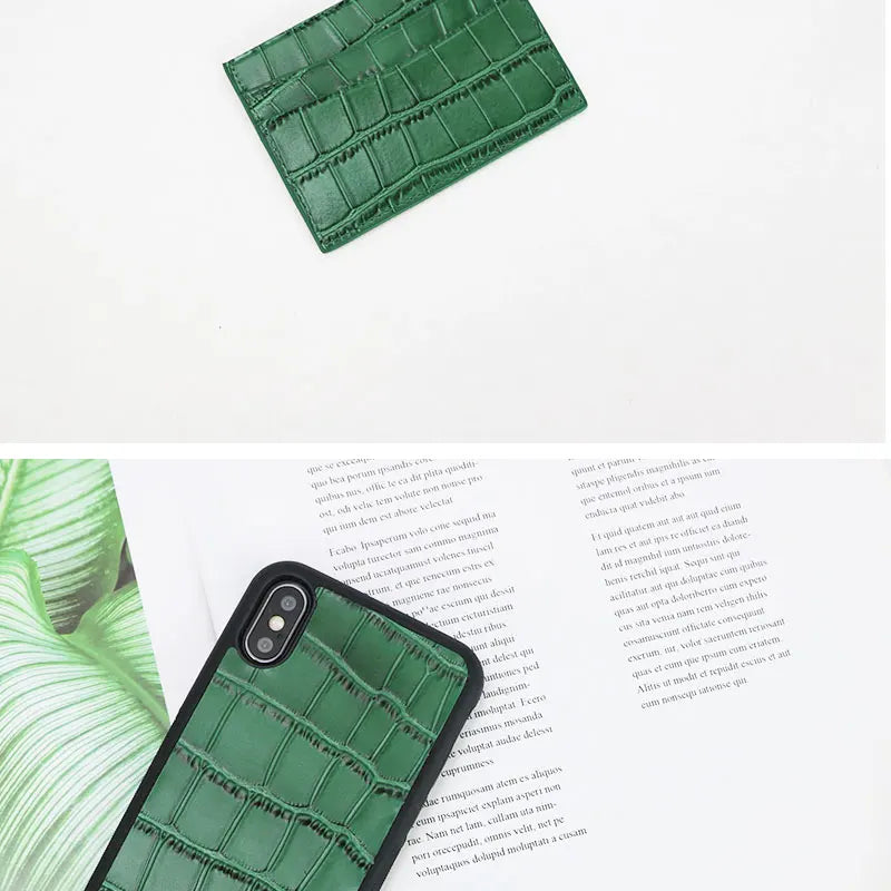 Classic Crocodile Pattern Card Holder Men Women Genuine Leather Leather Credit Card Case ID Card Holder Wallet Purse Pouch