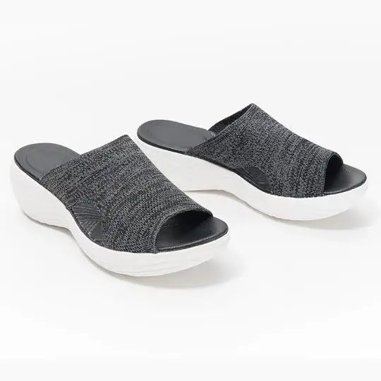 Summer Women Slippers Casual Mesh Open Toe Wedge Slip-On Platform Solid Color Ladies Slides Soft Beach Shoes for Women 2021 New