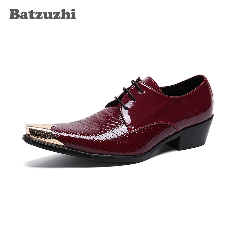 Batzuzhi Formal Business Leather Shoes Men Leather Men's Dress Shoes Iron Toe Lace-up Zapatos Hombre Party and Wedding, US12