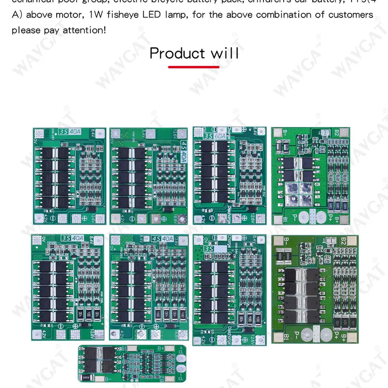 3S/4S 20 40A 60A Li-ion Lithium Battery Charger Protection Board 18650 BMS Drill Motor 11.1V 12.6V/14.8V 16.8V Enhance/Balance