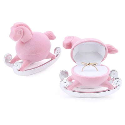 1 Piece Cute Pink Pony Velvet Jewelry Box Wedding Ring Gift Boxes For Packaging Necklace Display Storage | SAMAG