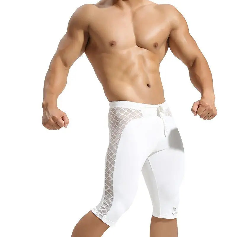 GANYANR Running Tights Men Compression Gym Leggings Fitness Basketball Sexy Sport Jogging Training Athletic Yoga Shorts Workout