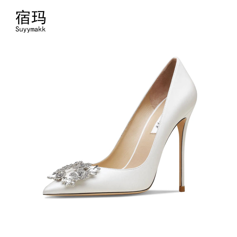 Woman Shoes New Luxury Pumps Pointed Toe Party High Heels White Wedding Shoes Rhinestone Elegant Women's Shoes Bridal Shoes Wome