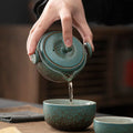 Ceramic Gongfu Travel Tea Set, Gorgeous Chinese Teapot Set with 2 Tea Cups, Portable Carrying Case