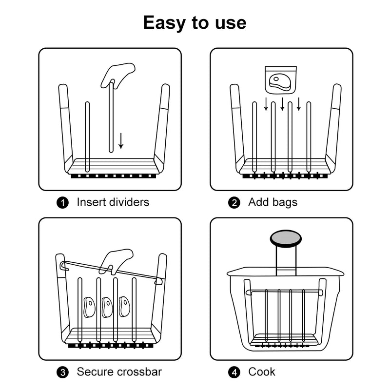 Stainless Steel Sous Vide Rack , 11L Sous Vide Cooker Containers Detachable Dividers Separator for Immersion Circulators