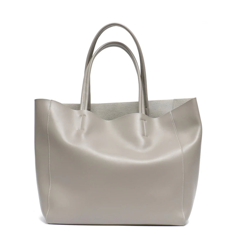 SC Luxury Brand Cow Leather Tote Bags Designer Cowhide Handbags Women Shoulder Bags Fashion Female Large Capacity Liner Bag