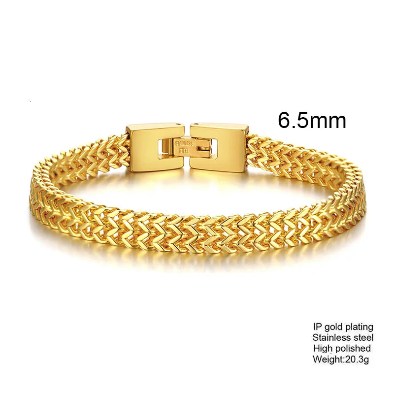 Stylish Stainless Steel Bali Foxtail Chain Bracelet for Men,Double Franco Link Chain Bracelets,Male Jewelry Gift for Dad Son