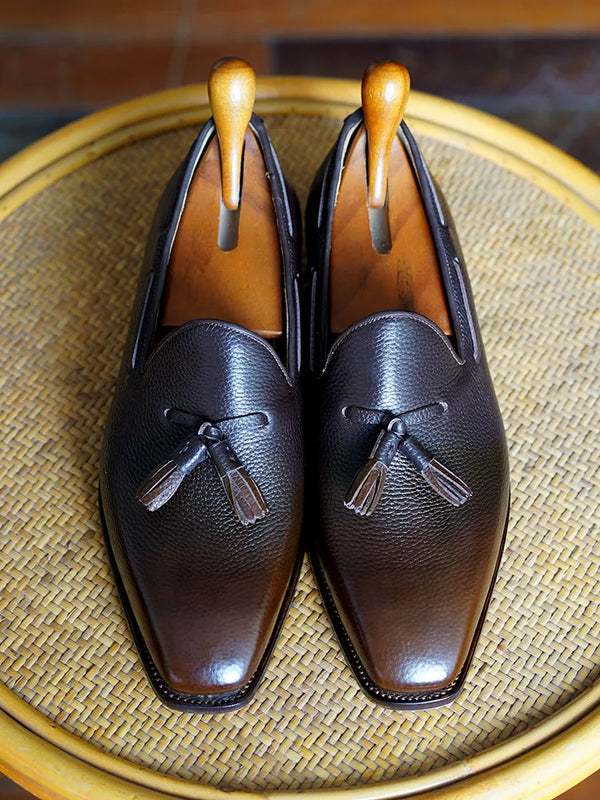 Cie Fiddle-Back /Beveled Waist Loafer With Metal Toe Men's Leather Footwear Wedding Party Casual Dress Shoe Fashiion Male LO54