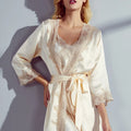 Kimono & Robe Nightgown Female 100% Silk Two-piece Set Sleepwear New  Silk Pajamas  Women  Pyjamas Female Summer Sexy Nightdres