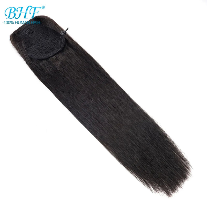 BHF Ponytail Human Hair Remy Straight European Ponytail Hairstyles 100g 100% Natural Hair Horse Tail Clip in Extensions