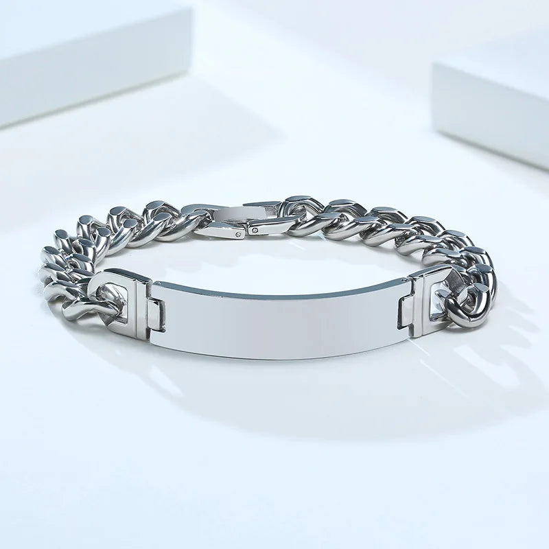 Vnox 9mm Stainless Steel ID Bracelets for Men Personalize Name Image Unique Gift Link Chain - Visuel 7 | SAMAG