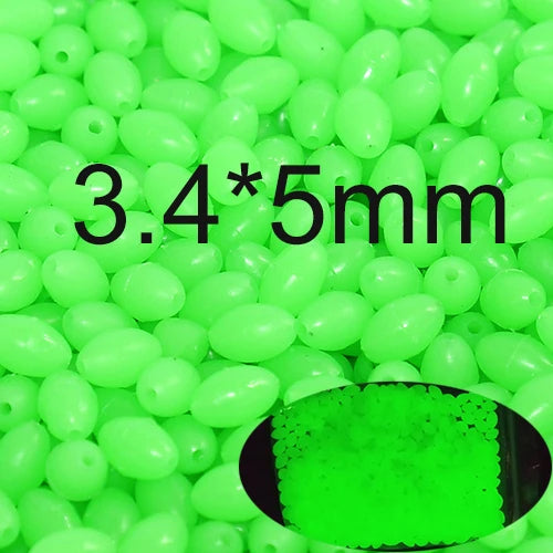 INFOF 100-500pcs/lot Soft Egg Beads Fishing Stop Luminous Oval Rubber Stopper Night Fly Fishing Accessories pesca