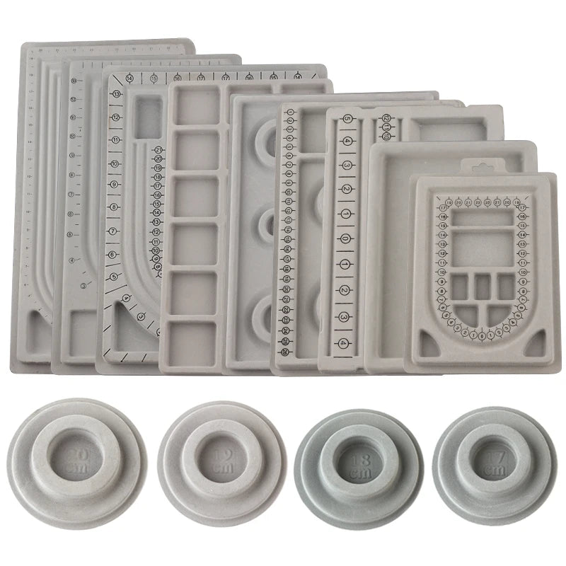 Gray Flocked Bead Board For DIY Bracelet Necklace Beading Jewelry Making Organizer Tray Design Craft - Visuel 2 | SAMAG