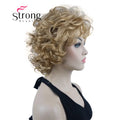 StrongBeauty Short Wig Soft Tousled Curls Blonde Highlights Full Synthetic Wigs COLOUR CHOICES