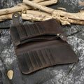 Men's Vintage Crazy Horse Leather Chain Wallet Genuine Leather Bifold Long Wallet Snap Card Holder Purse Zipper Coin Rfid Pocket