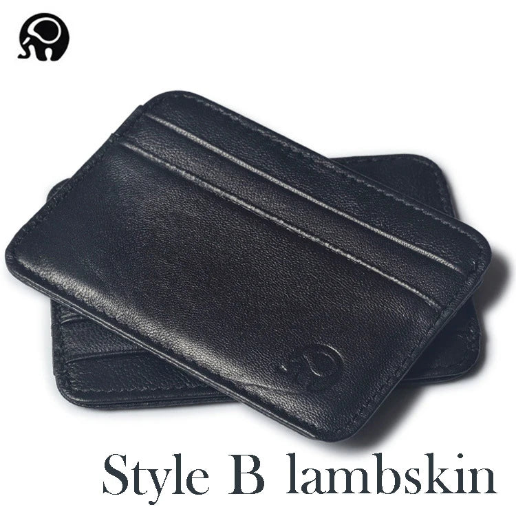 Fashion 100% Genuine Leather Thin Bank Credit Card Case Mini Card Wallet Men Bus Card Holder Cash Change Pack Business ID Pocket