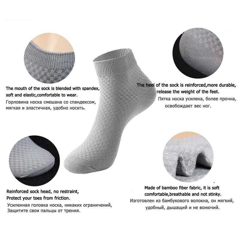 10 Pairs High Quality Bamboo Fiber Men's Socks Business Breathable Deodorant Compression Socks Men Long Big Size EUR 38-46