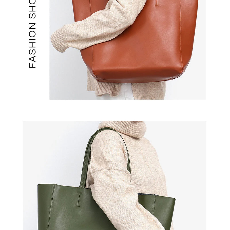 SC Luxury Brand Cow Leather Tote Bags Designer Cowhide Handbags Women Shoulder Bags Fashion Female Large Capacity Liner Bag